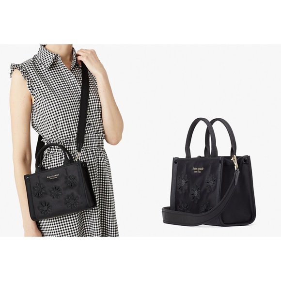 kate spade Bags Kate Spade Sam Mini Embroidered Nylon Black Tote
